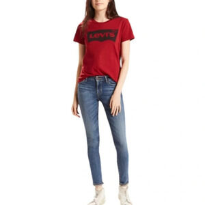 LEVIS 711 Skinny Jeans Blue Medium Wash Denim Mid Rise Red Tab Size 31